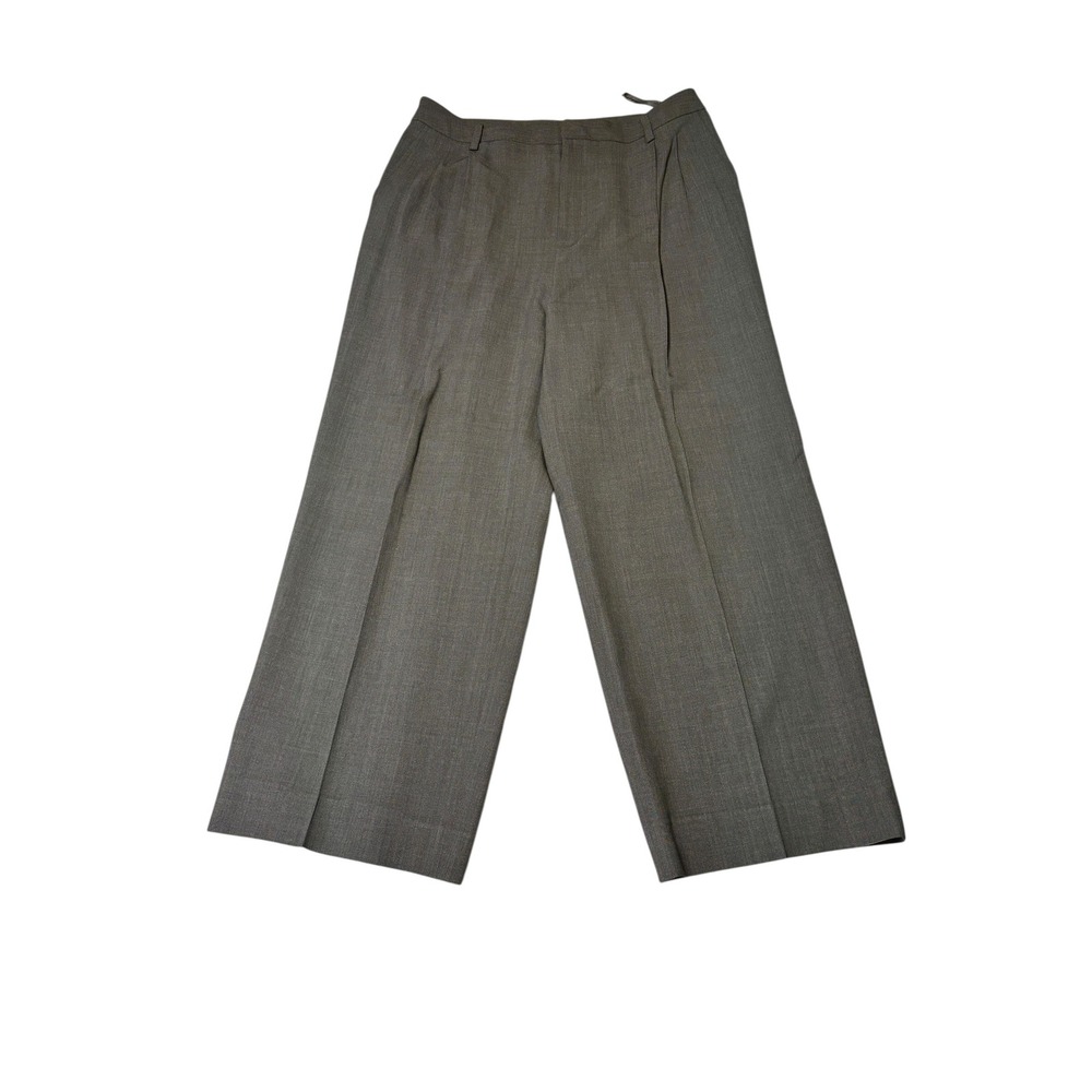 Linda Allard Ellen Tracy Grey Wool Blend Pleated Wide Leg Pants Size 12 W32 L26